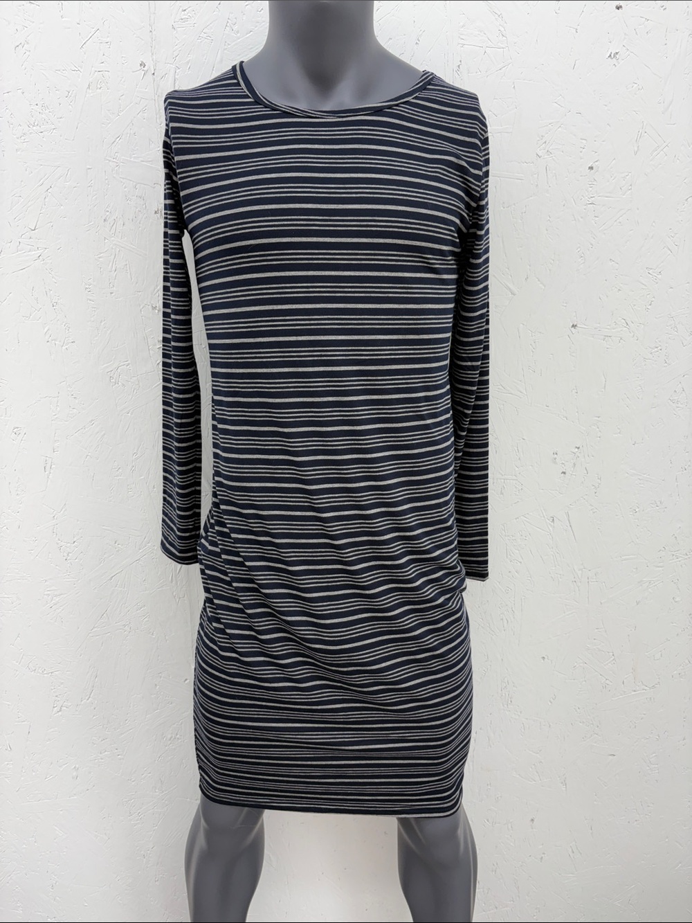 LuLaRoe JULIA Dress Long Sleeve Sheath Dress - grey & navy